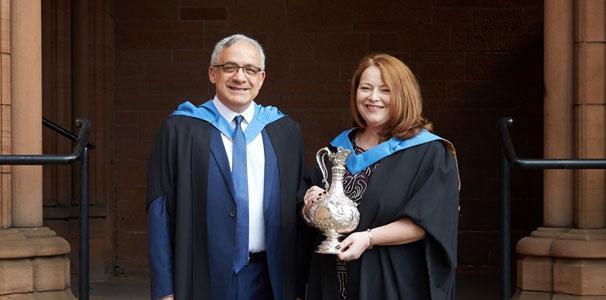 Sarah Jardine with Professor Gian-Luca Oppo. Photo by Guy Hinks