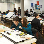 Students working in the Garden Studio
