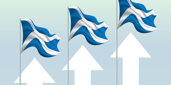 Decorative: 3 Scottish flags with arrows point up underneath them