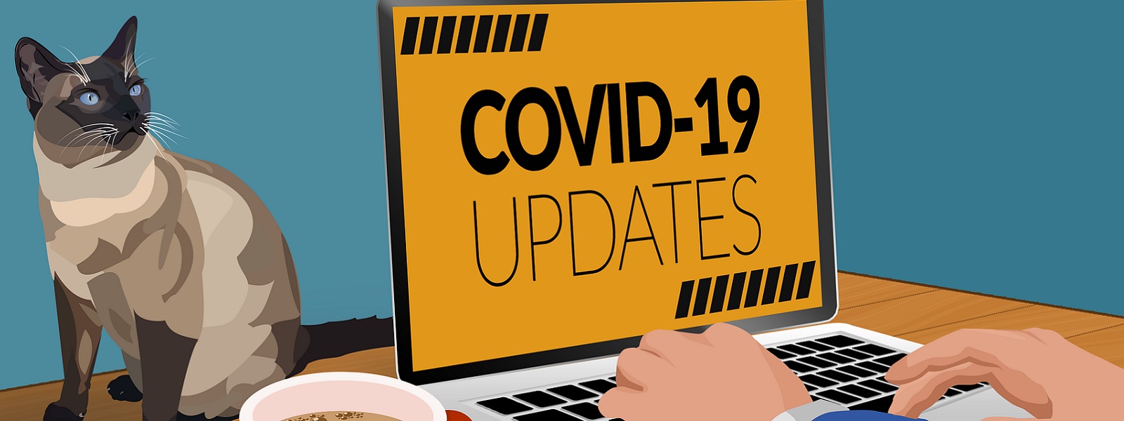 A laptop displaying COVID-19 updates