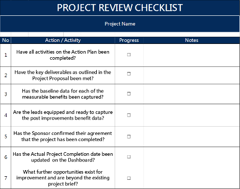 An image of a project review document