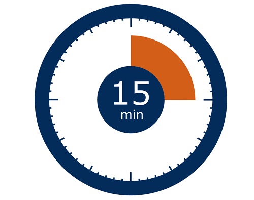 a clock face with 15 minutes highlighted