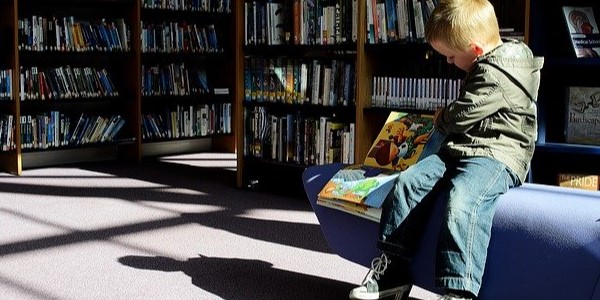 Child in a library