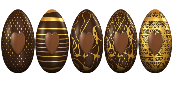 Chocolate easter eggs in a row