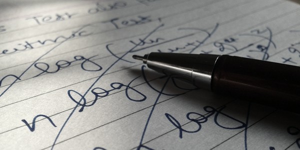 Pen and scored out text