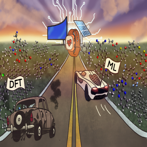 Hand drawn illustration of cars on a straight road in a race