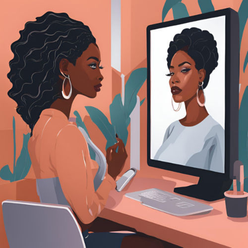Illustration of women looking into a mirror