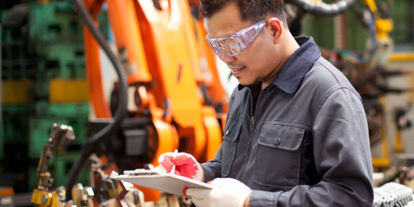 an engineer working in workshop