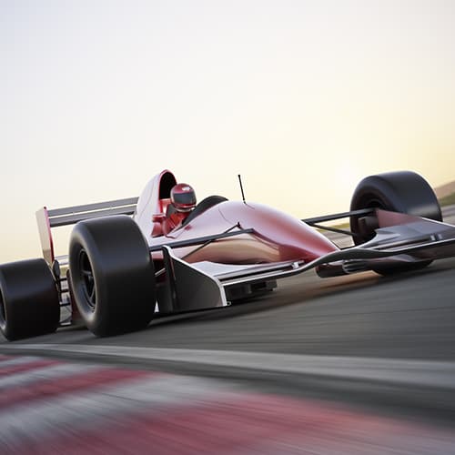 Racing car on a racing track