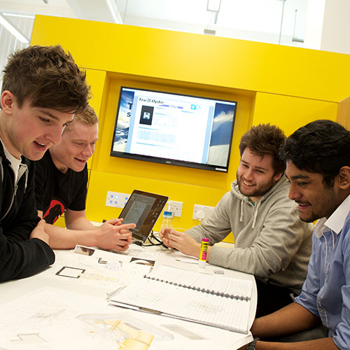 Design, Manufacture & Engineering Management students working together
