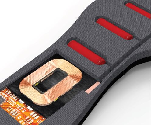 a close up of a vibrating shoe insole, designed to help Parkinson's patients