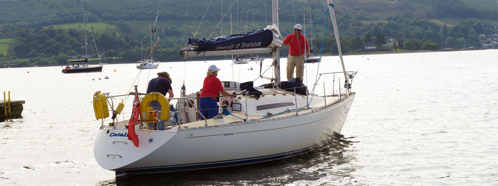 close up of the catalina yacht in water