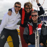 students posing for a group photograph on the catalina yacht