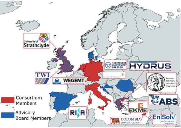 A list of sponsors on a world map for NH3CRAFT