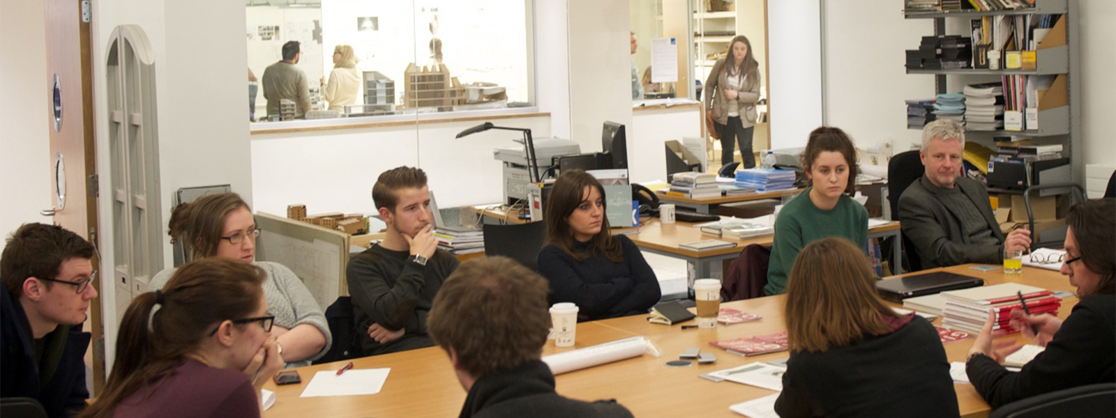 Students in the architecture library