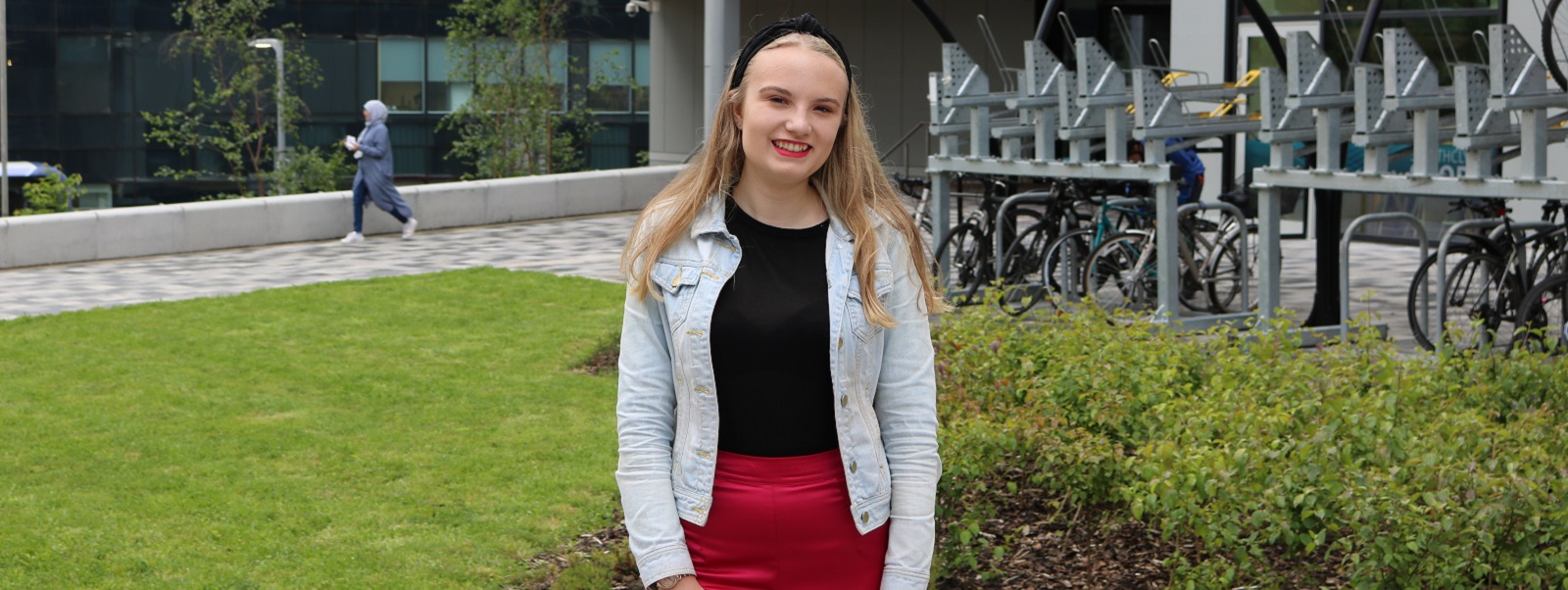 Languages student Chloe Pearson on campus