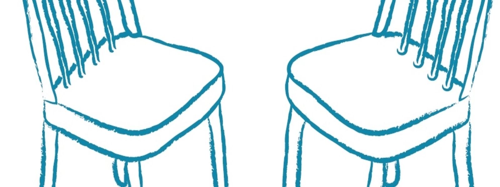 Two animated blue chairs