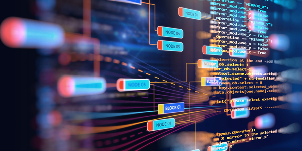 Abstract Futuristic infographic with Visual data complexity , represent Big data concept, node base programming