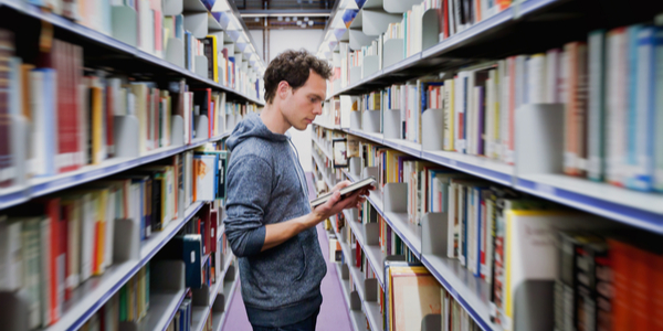 Research student in a library