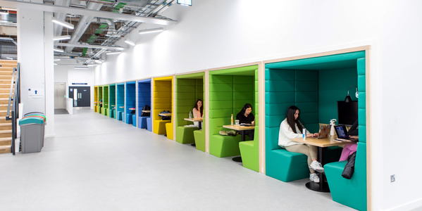 Photo of students studying inside Learning & Teaching building