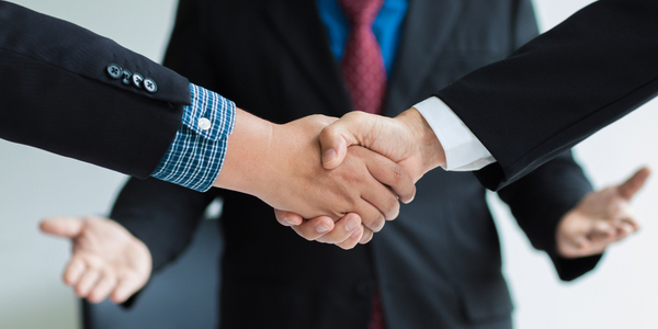 Two business people shaking hands