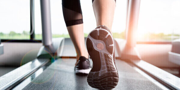 Female running on treadmill