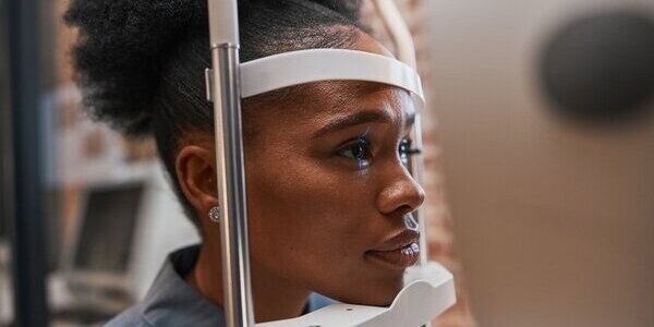 Woman receiving an eye test