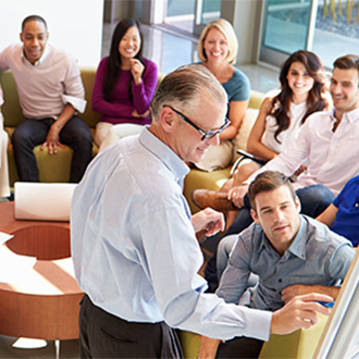 Group of staff in a meeting