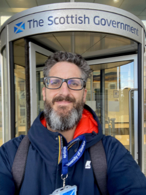 Francesco Sindico outside the Scottish Government building