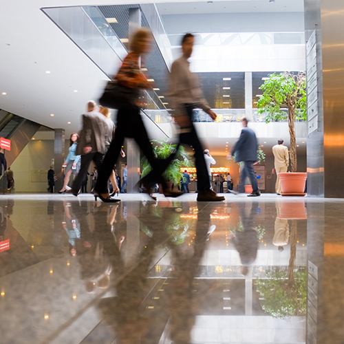 Shoppers walking - blurred