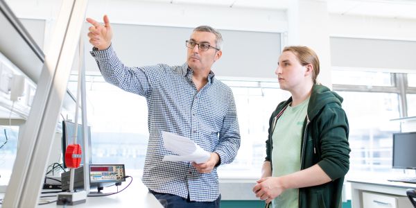 Student and demonstrator in lab