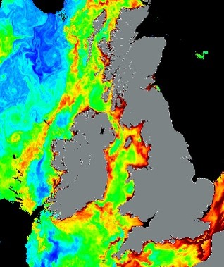 False colour map of seas around UK False colour map of seas around UK