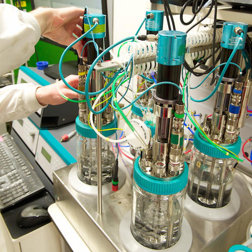 flasks and tubes in lab