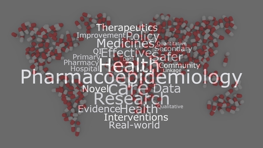 map of world from pills with word cloud