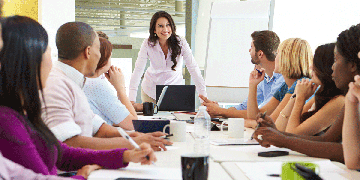 A group of people at a meeting