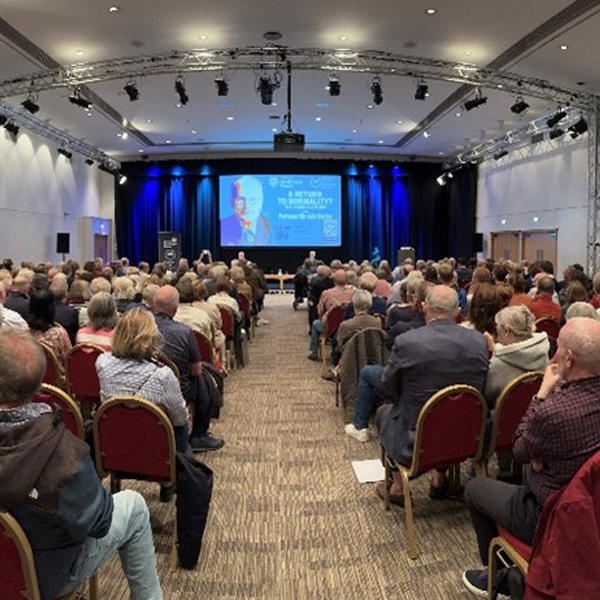 A packed room listening to Professor Sir John Curtice giving a lecture on the UK elections. A packed room listening to Professor Sir John Curtice giving a lecture on the UK elections.