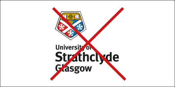 University of Strathclyde Glasgow logo with the incorrect composition.