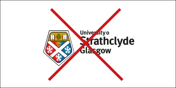 University of Strathclyde Glasgow logo distorted.
