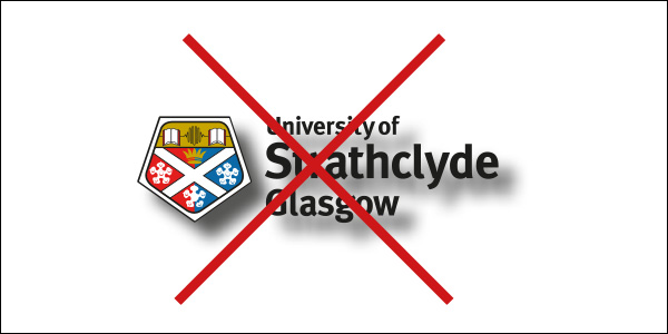 University of Strathclyde Glasgow logo with a drop shadow applied.