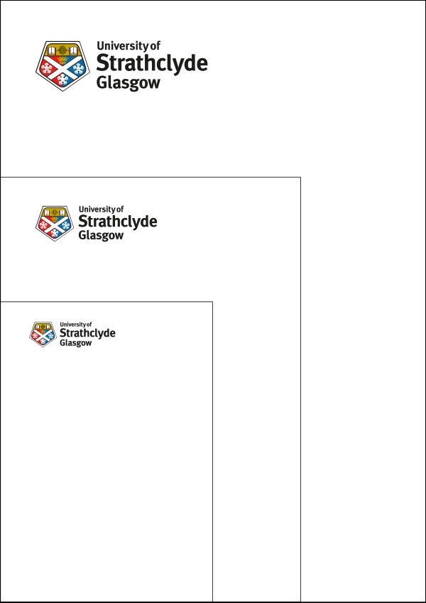 University of Strathclyde Glasgow crest logo placed on A3, A4 and A5 sizing.