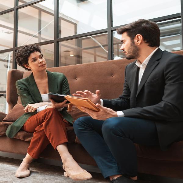 Consultation meeting between two business people