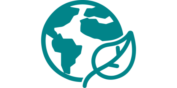 Environment icon with planet earth and a leaf