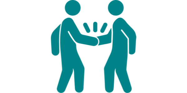 Social icon depicting two people shaking hands