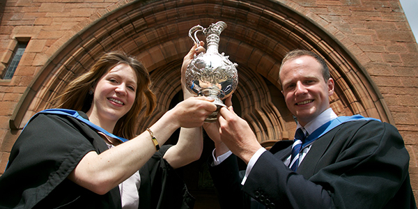 Claire Hamilton & Michael Goodfellow with the 2014 Alumni of the Year Award