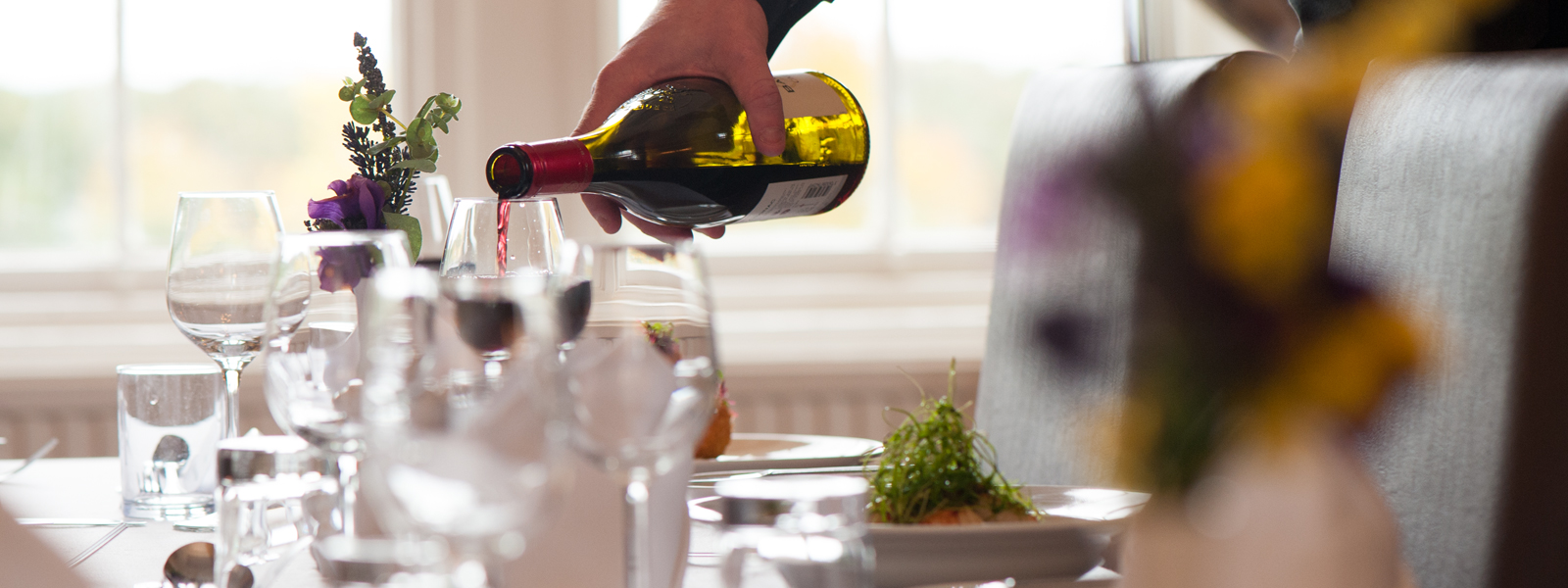 Dinner served in the Dining Room