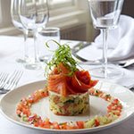 Oak Smoked Salmon with a Salad of New Potatoes and Avocado Salsa