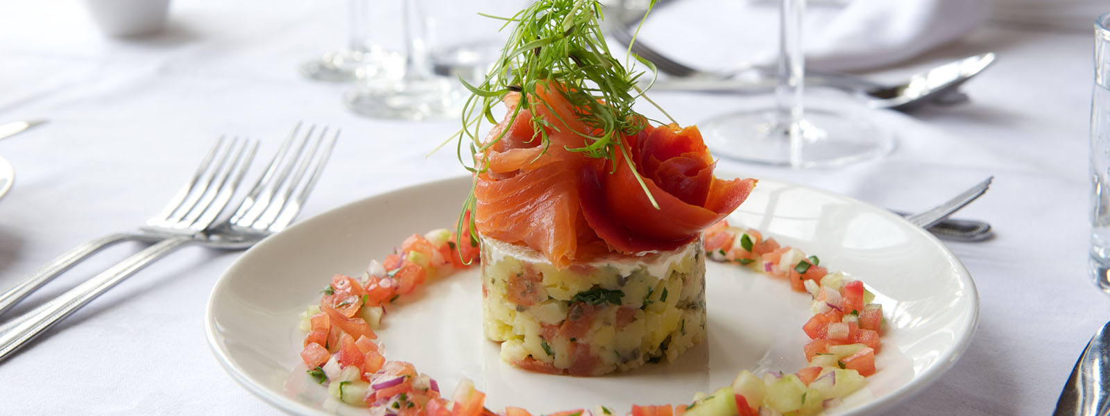 Oak Smoked Salmon with a Salad of New Potatoes and Avocado Salsa