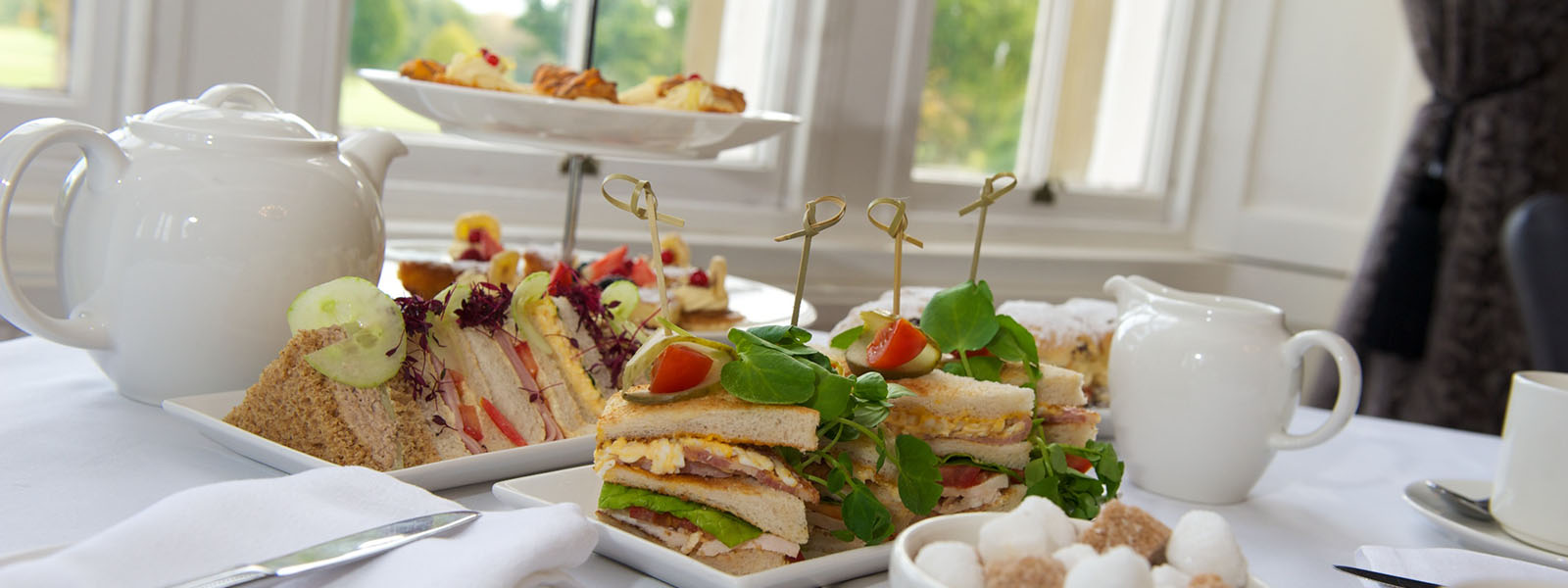 Afternoon Tea – assortment of finger sandwiches with tea, coffee, scones and selection of cakes