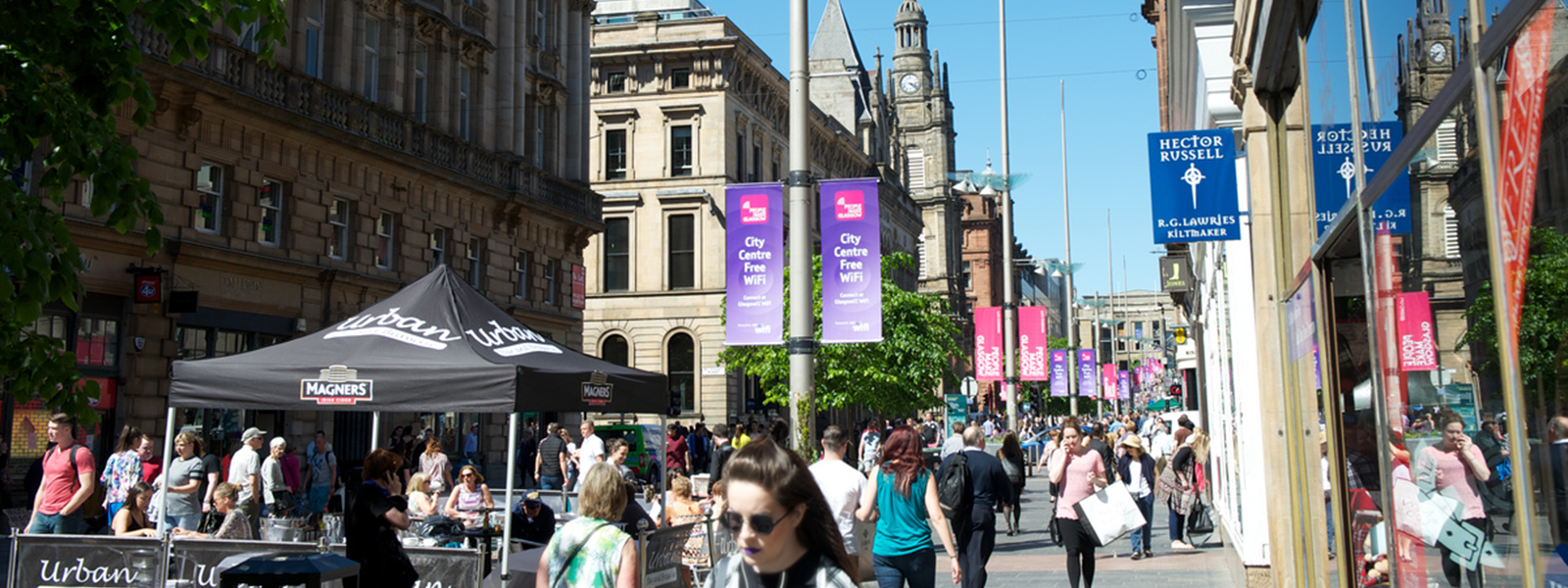 Buchanan Street, Glasgow, in the sunshine