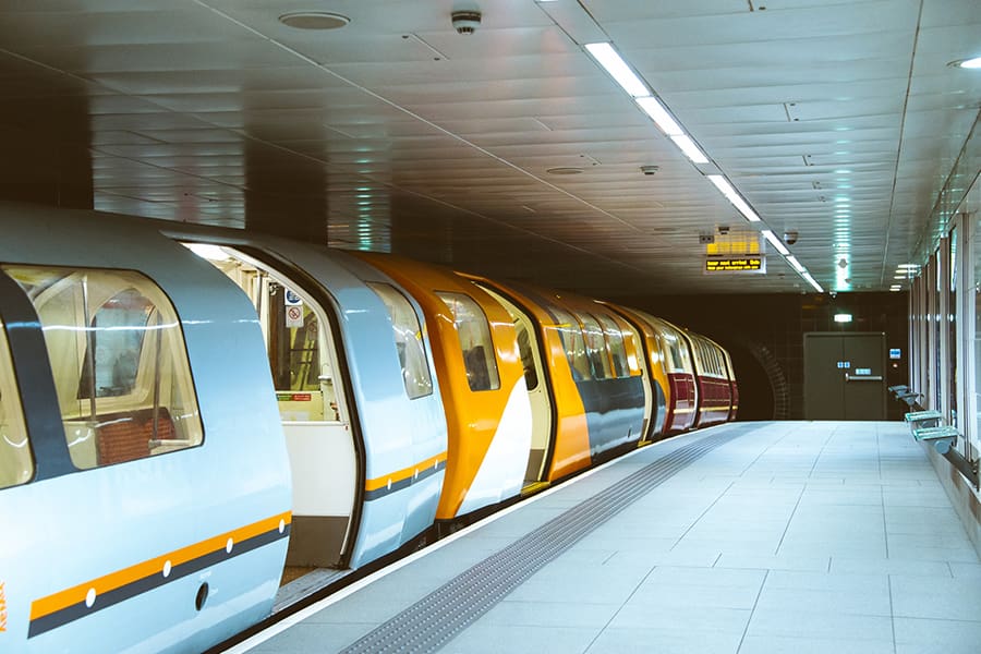 A train at a Glasgow Subway station